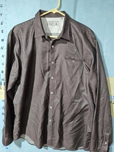 Camisa 7 Diamantes Para Hombre Extra Grande Marrón Micro Punto Vestido Abotonado Manga Larga - Imagen 1 de 12