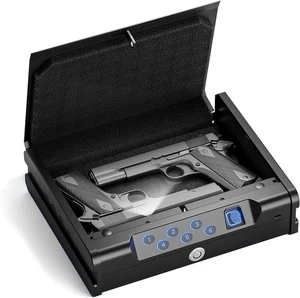 Home Biometrischer Waffentresor für Pistolen mit Fingerabdruck/Digitaltastatur/Taste NEU - Bild 1 von 6