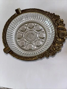 Posacenere in vetro con bordo colore oro - Foto 1 di 2