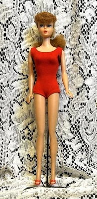 Vintage #6 Ponytail Barbie Doll Red Hair! Mattel 1960s Japan w stand - Image 1 of 4