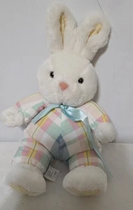 Peluche de colección Hallmark BUFFY BUNNY conejo pastel a cuadros animal de peluche con arco 15" - Imagen 1 de 4