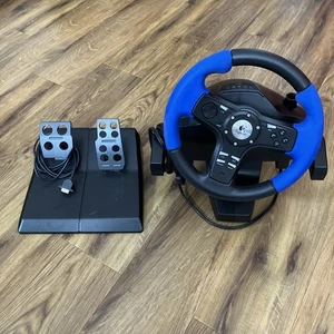 Logitech Driving Force EX steering wheel and pedals blue black PS2 PS3 PC - Picture 1 of 23