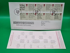 Shakespeare (April 5 2016) First Day Cover + Insert - Picture 1 of 1