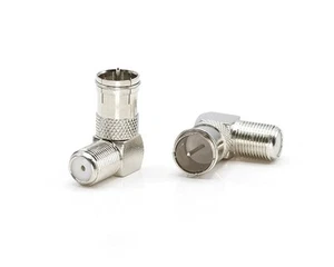 Right Angle Push On Coax Connector - F Type Female to Male Angle Adapter-100 pk - Picture 1 of 8