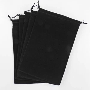 Lot of 5pc BLACK VELVETEEN, VELOUR, VELVET Dice, Gift, Treat, Bags (6" x 9") New - Picture 1 of 3