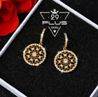 Women 925 Sterling Silver Round Net Circle Zircon Crystal Stud Earrings Jewelry