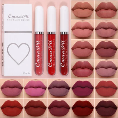3-Teiliges Flüssiges Lippenstift-Set Wasserfest Lipgloss Make-Up-Werkzeug ▽ - Bild 1 von 4