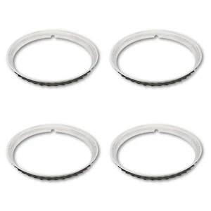 15" Ribbed Stainless Steel Universal Beauty Rims Tire Wheel Trim Cover Set of 4 - Picture 1 of 2