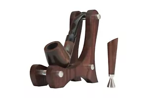 SET manomissione e cremagliera per pipa Sherlock Holmes tabacco da fumo in legno per principianti - Foto 1 di 6