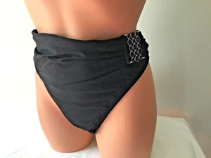 NWT 2Bamboo Swimsuit Bottom High Waisted Buckle Sash Brief Black XL - Picture 1 of 2