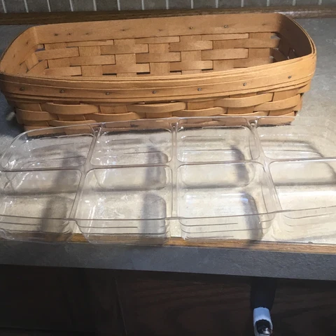 Longaberger 1991 Bread  Basket 14” X 8”- 8 Compartment Protecter Cover