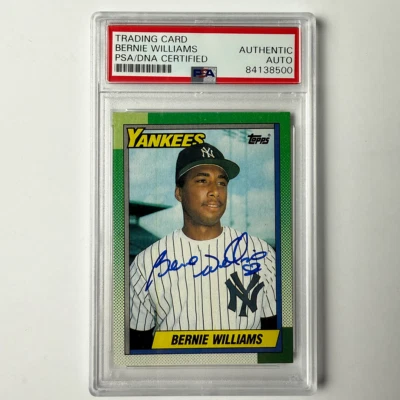 Auténtico Topps Rookie #701 1990 firmado por Bernie Williams PSA automático Foto 1 de 2