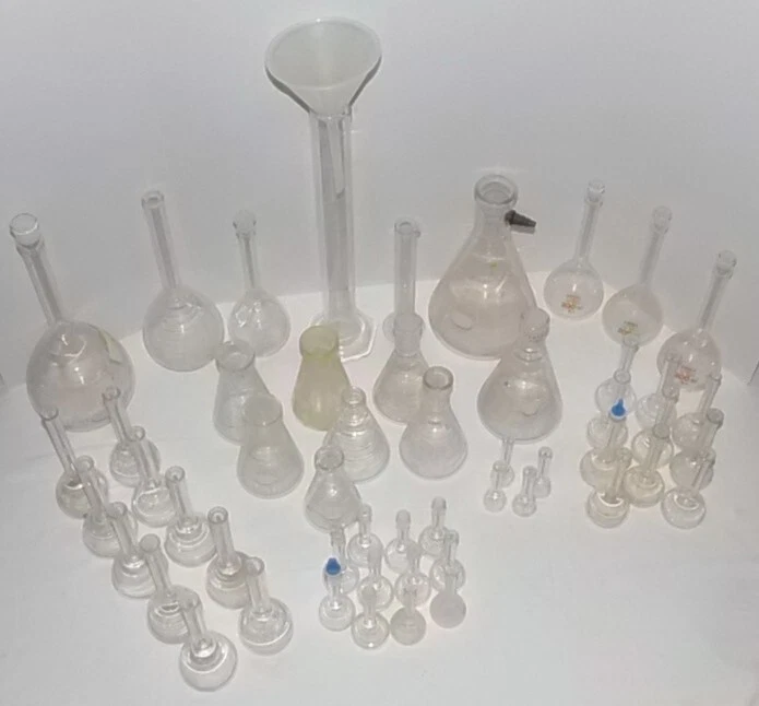 60 KIMEX PYREX Mix Glass Flasks from 10ml to 1000ml Filter Funnel 3 stoppers lab - Image 1 of 4