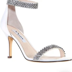 NINA Women's Ivory Vauna Ankle Strap Sandal $108.95 Rows of crystals shimmer 5 - Picture 1 of 10