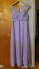 Azazie Bridesmaid Dress Lilac Size 10 Full Length Chiffon Lace Pleated 