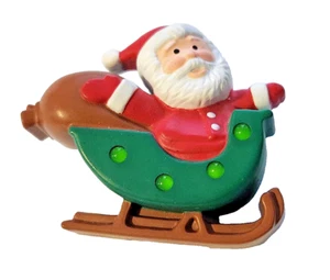 Hallmark PIN Christmas Vintage LIGHT UP SLEIGH SANTA Toy Sack 1991 Brooch - Picture 1 of 4