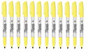 Sharpie Fine Permanent Marker Pen Citrine Yellow 12 Pack - Picture 1 of 1