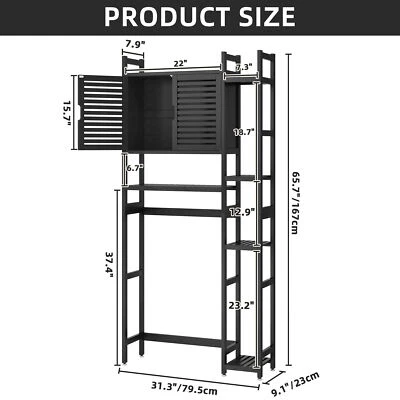 Bamboo Over The Toilet Storage Cabinet Bathroom Cabinet with Shelves Toilet Rack - Image 1 of 4
