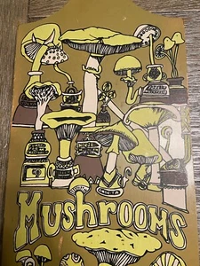 1970’s Olive Green Mushrooms Chopping Cutting/ Bread Board, Trivet Or Decor 24” - Picture 1 of 9