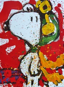 TOM EVERHART TO REMEMBER... The Salute (red) PILOT CARTOON SNOOPY Hand signed - Picture 1 of 4