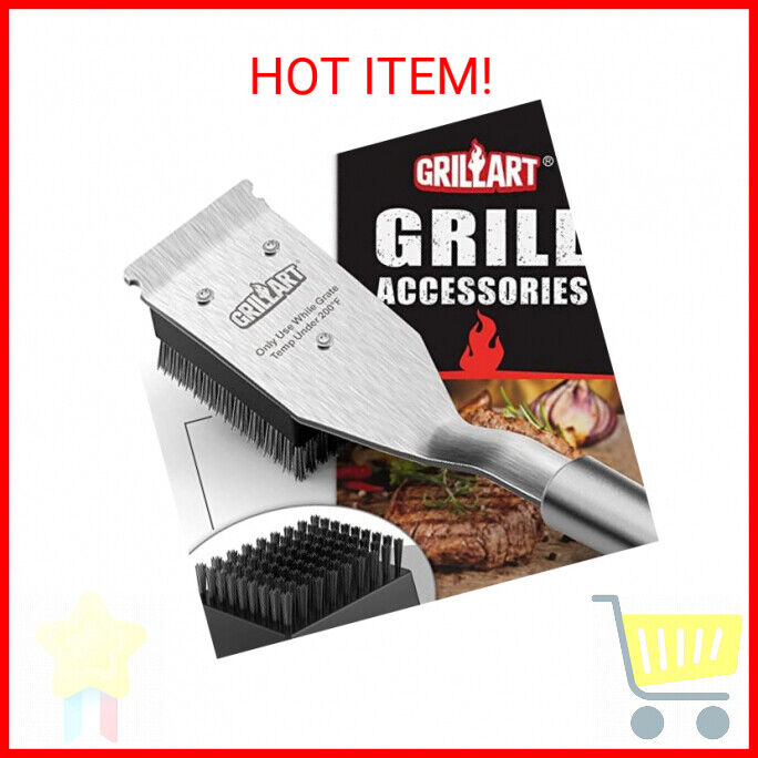 Grill Brush and Scraper, Wire BBQ Grill Brush for Outdoor Grill, 16.5” Grill Cle