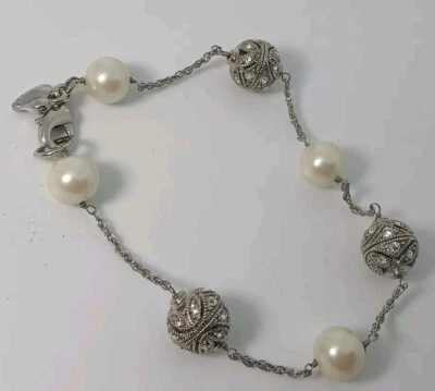 Pulsera Carolee Perla Estrás Bola Diseño Flotador Cadena 7 1/2" Foto 1 de 4