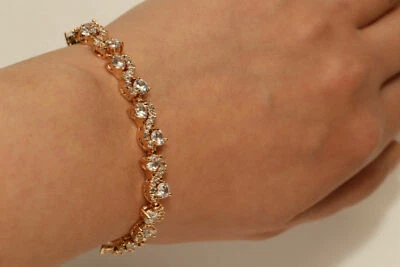 14k Yellow Gold Filled 4.5ct TDW Diamond SLink Row Tennis Bracelet - Image 1 of 4