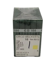 GROZ BECKERT 100PK 134 DPx5 SY 1955 135x7 Size 80/12 Needles Industrial Sewing - Picture 1 of 2