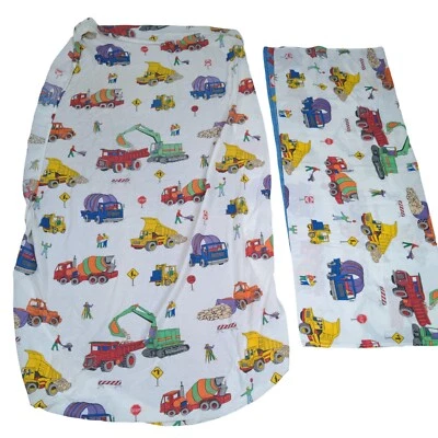 Juego de sábanas ajustables y sueltas para niños sin marca patrón de construcción blanco Foto 1 de 4