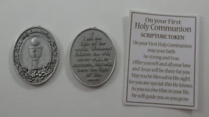 HH2 I am the Light of world ON YOUR FIRST HOLY COMMUNION Scripture pocket token - Picture 1 of 3