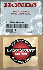 Genuine Honda MARK, RECOIL STARTER COVER EMBLEM DECAL GCV190 87169-VH7-B01 OEM - Picture 1 of 1