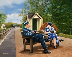 " Precious Time Together " Isle of wight WW2 railway A4 size print - Picture 1 of 1