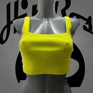 Urban Outfitters Ribbed Cropped Tank Top Vest Ryan Lime Size XS - Picture 1 of 4