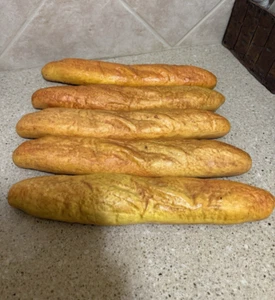 Artisan French Bread Lot of 5 Loaves Realistic Food Display Prop Hard Foam Decor - Picture 1 of 4
