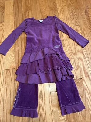 Conjunto de Vestido y Leggings Acampanados Naartjie Niñas Terciopelo Púrpura Talla Pequeña 4 Foto 1 de 4