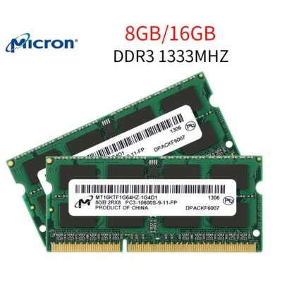 Micron 16GB 8GB 4GB PC3-10600S DDR3 1333MHz 204Pin SODIMM Laptop Memory RAM LOT - Image 1 of 4