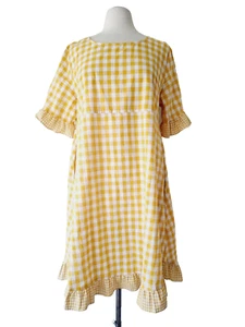 Vestido ajustado a cuadros de algodón amarillo WORTHIER TALLA GRANDE XL L/XL - Imagen 1 de 7