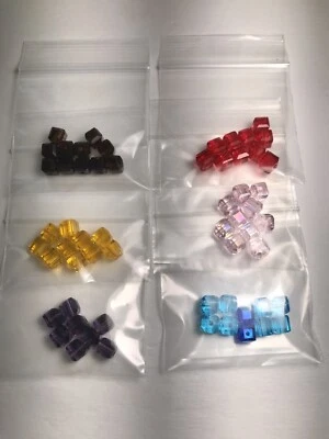 New Lot 58 6mm Square Cube Crystal Craft Beads Pink Blue gold amethyst red brown - Image 1 of 2