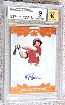 2015 Leaf Ultimate Andrew Benintendi Rookie Autograph AUTO BGS 9/10 .5 from 9.5! - Image 1 of 4