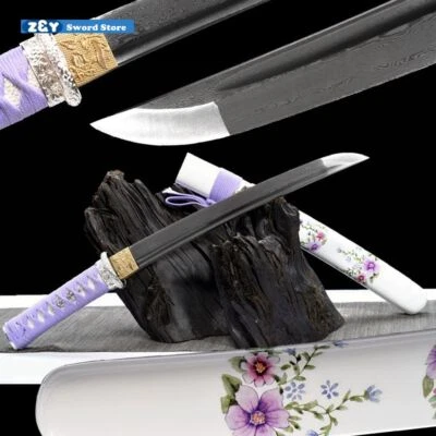 Katana corta FullTang hecha a mano con patrón de geisha de acero grado superior tanto samurai - Q8011 Foto 1 de 4