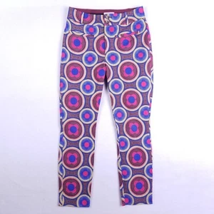 ANTHROPOLOGIE The Essential Slim Stretch Pants Retro Geometric Size 0 Crop - Picture 1 of 14
