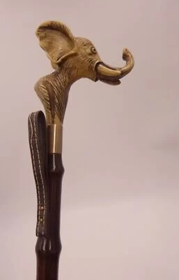 Zapato Cuerno de Colección Cuerno Elefante Mango Largo Bambú Madera Latón Foto 1 de 4