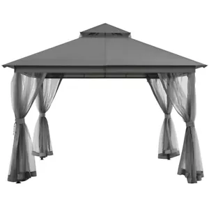 Outdoor Gazebo Garden Patio Tent 11x11ft Gazebo w/ Mesh Sidewalls for Lawn/Deck - Picture 1 of 12
