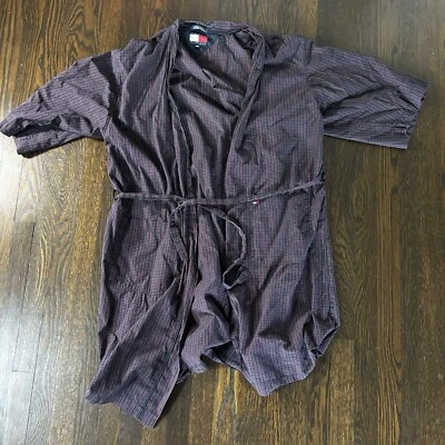 Albornoz Tommy Hilfiger para hombre talla única a cuadros con cinturón bolsillos logotipo Foto 1 de 4