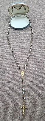 ROSARIO Jesús Chapado en Oro Cadena Cristo Cruz Colgante Collar Rosario REGALO Foto 1 de 4