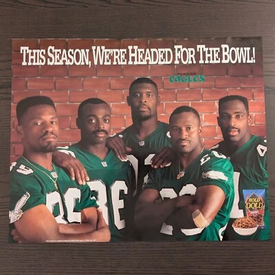 Póster de colección Philadelphia Eagles anuncio Rold Gold Pretzels 1991 equipo 16" x 20" NFL Foto 1 de 4