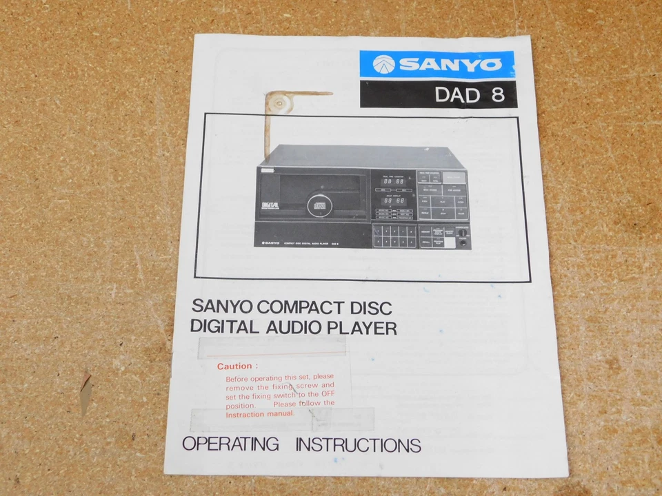 Sanyo DAD 8 Sanyo Compact Disc Digital Audo Player User Manual (original) - Image 1 of 1