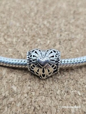 Authentic Blooming Heart Silver Spacer European Charm Bead - Изображение 1 из 3