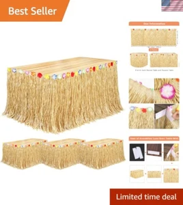 Tropical Luau Table Skirts 4-Pack | 108 x 29.5 Inches for Summer Celebrations - Picture 1 of 9