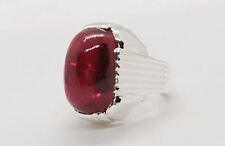 Natural Ruby Ring For Men Big Cabochon Ruby 925 Sterling Silver Handmade Ring